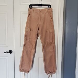 John Galt Corduroy Cargo Jogger Pants Beige High-rise Size Medium